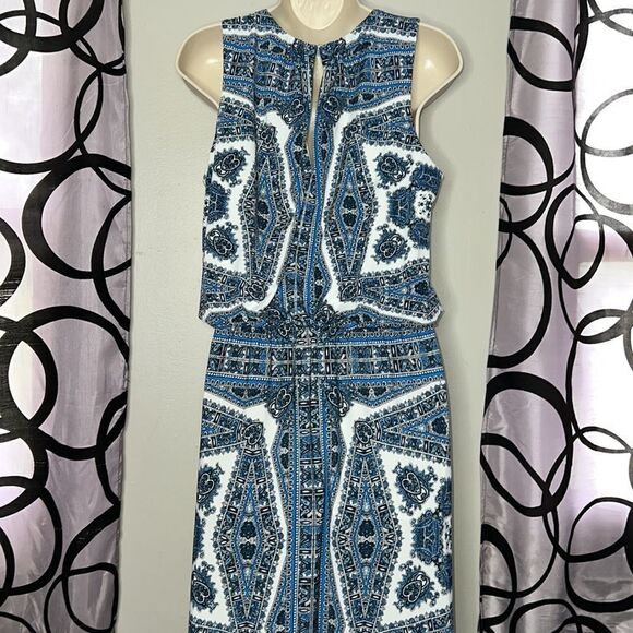 Blue, White, Pattern Full Length Maxi Dress Size 8 - Picture 10 of 13